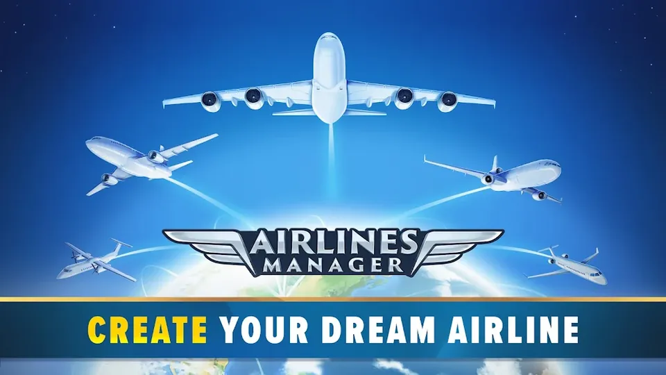 Airlines Manager: Plane Tycoon gameplay screenshot showing the airline network promo screen